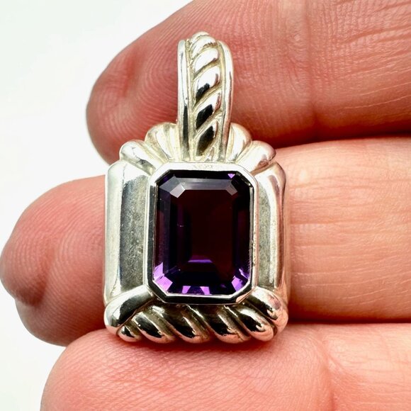 Judith Ripka Purple Amethyst Sterling Silver Pendant 1 1/2 Inch - Picture 2 of 3